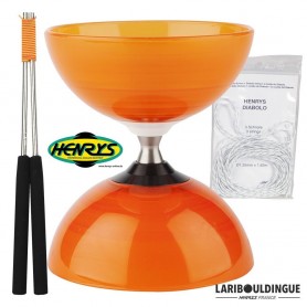 Diabolo Beach à roulement + Bag. Alu Orange + 3 ficelles