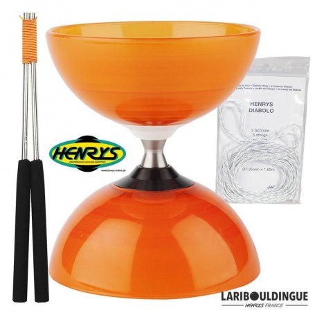Diabolo Beach à roulement + Bag. Alu Orange + 3 ficelles