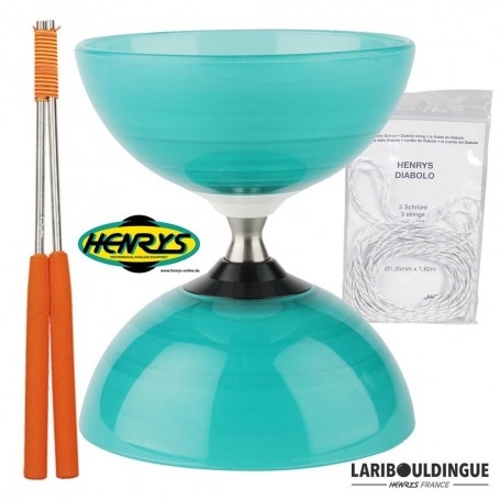 Diabolo Beach à roulement + Bag. Alu Vert + 3 ficelles