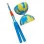 Diabolo Multicolore Bleu / jaune PLAY + baguettes rouge FiberGlass