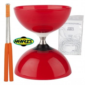 Diabolo Beach à roulement rouge + Bag. Alu Orange + 3 ficelles