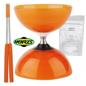 Diabolo Beach à roulement orange + Bag. Alu Orange + 3 ficelles